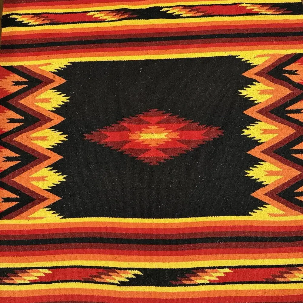 Vintage 70s/80s RARE Handmade Wool‎ Rug Colorful Kilim Aztec Southwestern 88x60